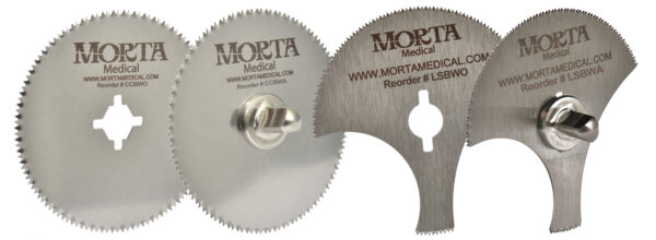 Assortment of Morta Pathology Services's large section and round autopsy saw blades
